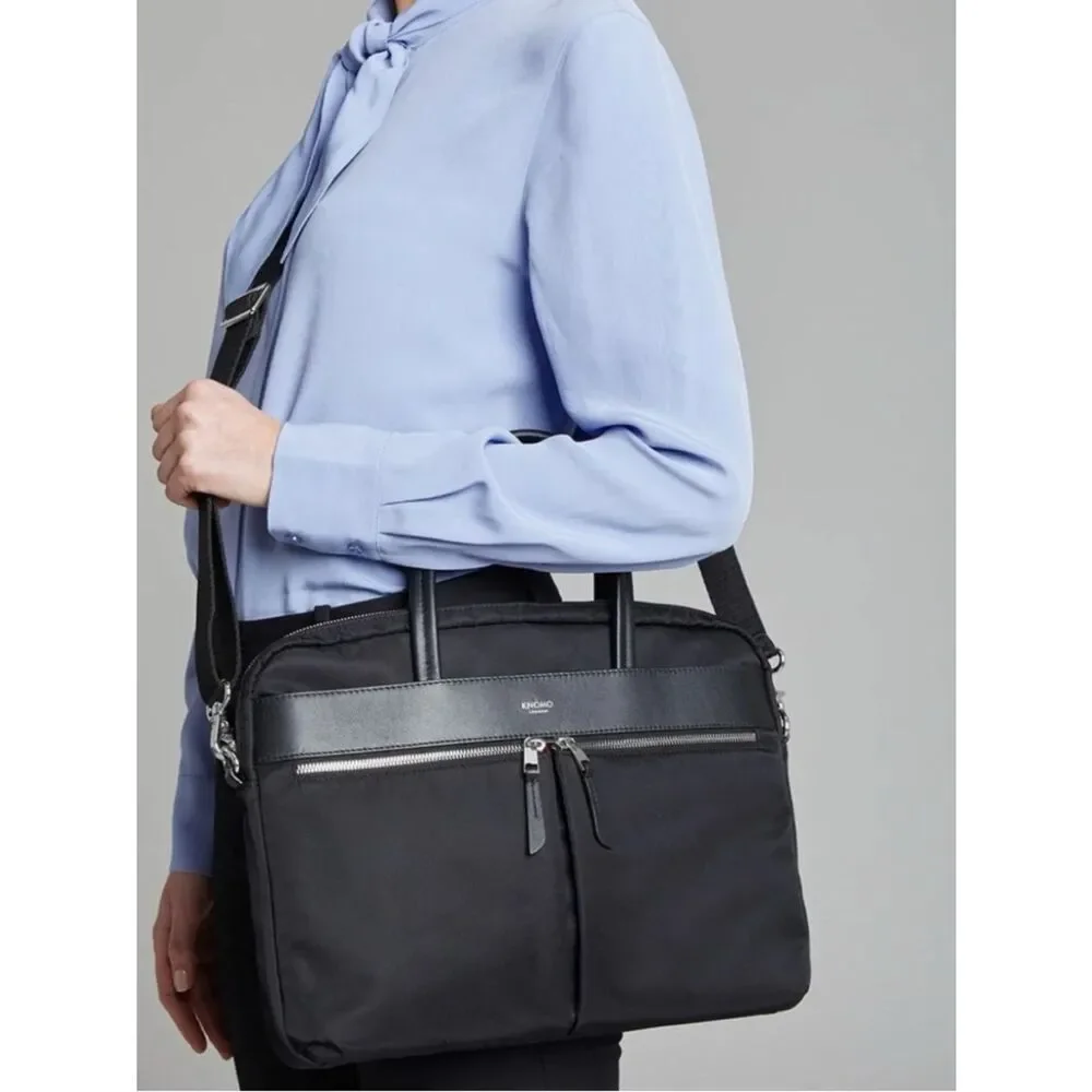 Knomo Womens Hanover 14 inch Laptop Briefcase Shoulder Work Bag in Black
